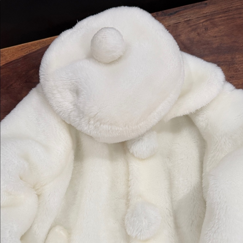 Girls Kids White Faux Fur Dress Jacket Coat with Hat Size 5